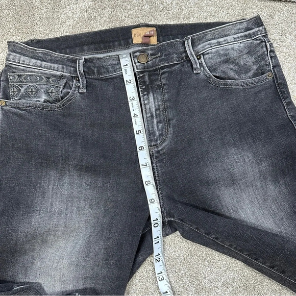 Driftwood Jackie Embroidered Hem Stretch Skinny Jeans Mid Rise in Dark Gray 30 - Picture 14 of 16